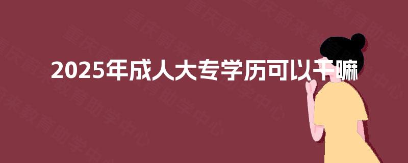 2025年成人大专学历可以干嘛 2025年成人大专学历可以干嘛