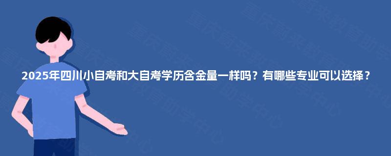 2025年四川小自考和大自考学历含金量一样吗?有哪些专业可以选择? 2025年四川小自考和大自考学历含金量一样吗?有哪些专业可以选择?